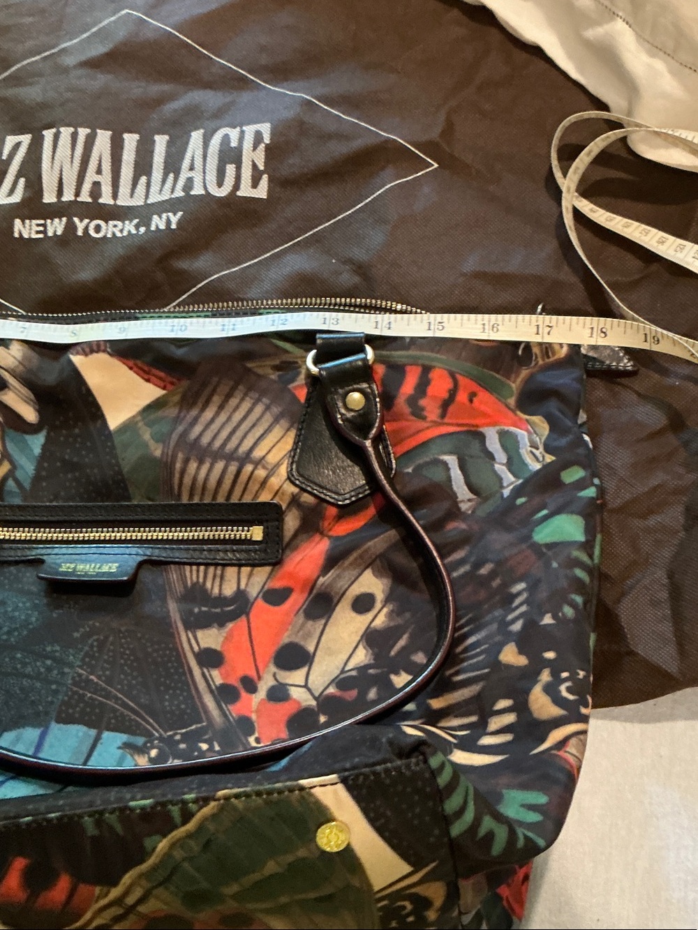 MZ Wallace Black Multicolor Butterfly Print Tote including Wristlet - Picture 11 of 13